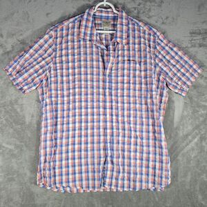 L.L.Bean Button‎ Down Shirt Mens XL Short Sleeve Organic Cotton Multicolor Check